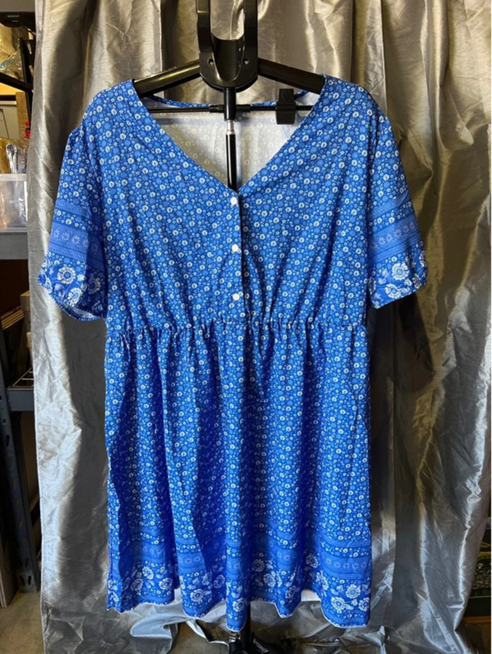 Unbranded 4XL Blue Flower Dress